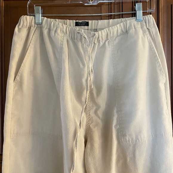 Tan Drawstring Linen Pants - Picture 2 of 4